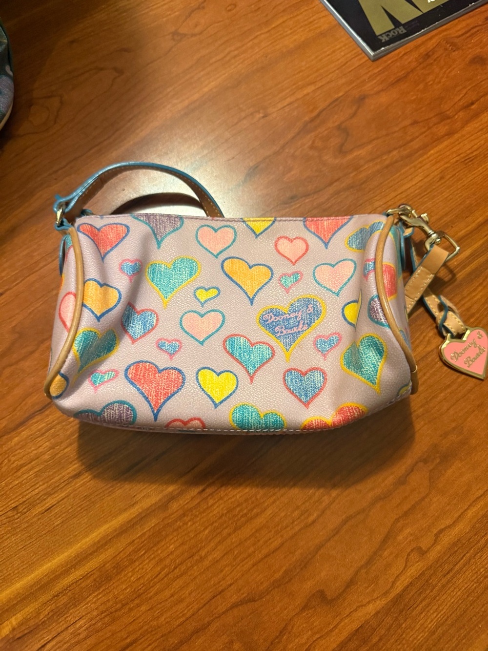 Dooney & Bourke Lavender Multicolor Heart-Print Wristlet